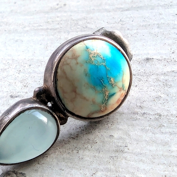 taxco Semi Precious Stone Earrings ๐ Sterling Silver .925 VINTAGE Mexico - Picture 3 of 11